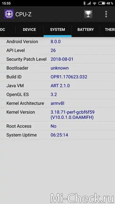 параметры программного обеспечения телефона Xiaomi Mi 5