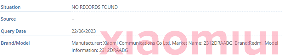Redmi Note 13 series 2312DRAABG