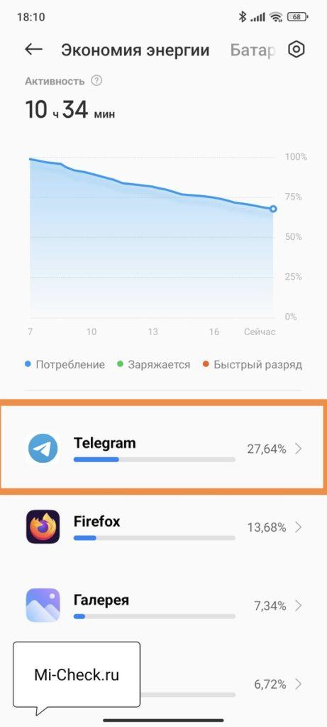 Статистика потребления батареи в MIUI 14