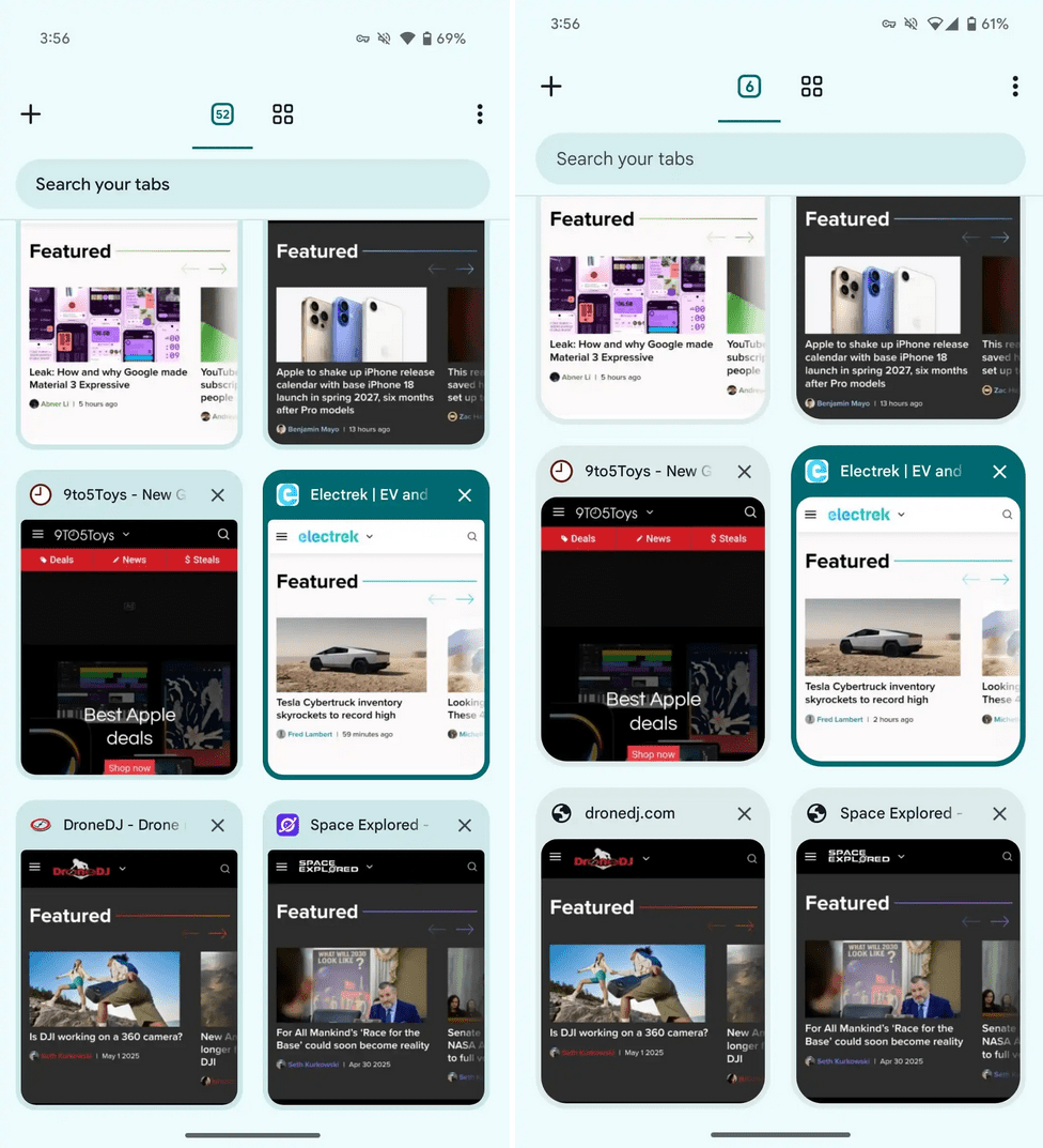 Chrome 136 для Android отключает Dynamic Color и обновляет интерфейс вкладок