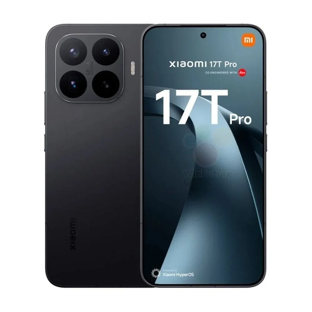 Xiaomi 17T Pro в чёрном матовом цвете — камера Leica и надпись Pro на экране