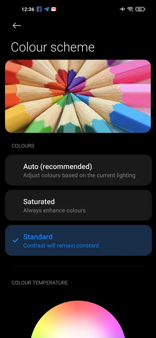 Настройки экрана Redmi Note 9T