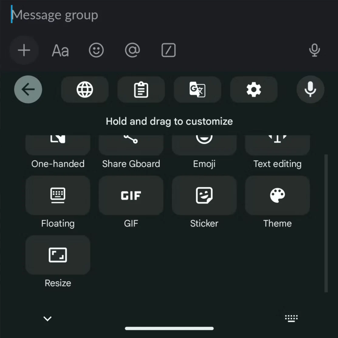 Изменение расположения клавиатуры Gboard