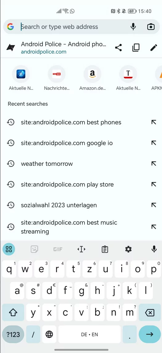 Пример работы изменения расположения клавиатуры Gboard