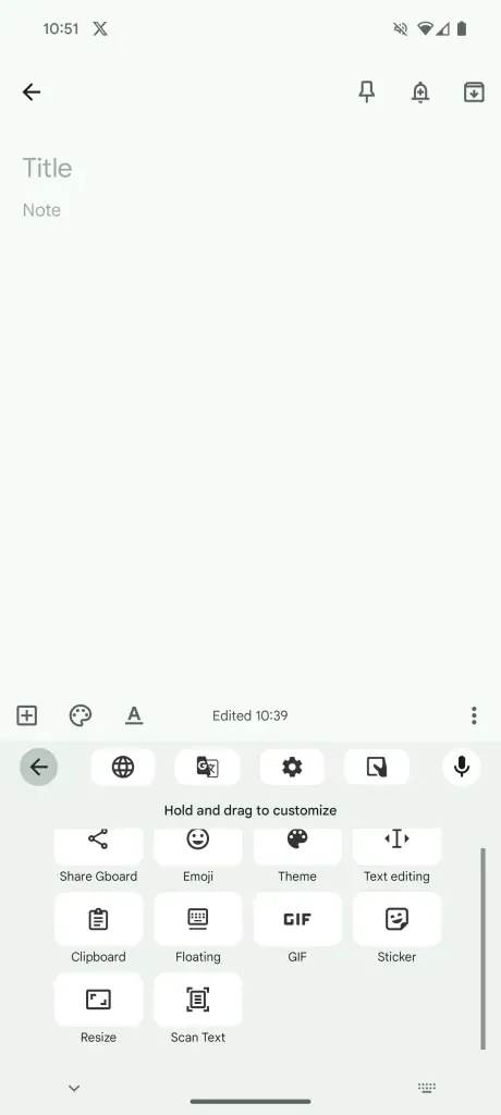 Сканирование текста клавиатурой Gboard