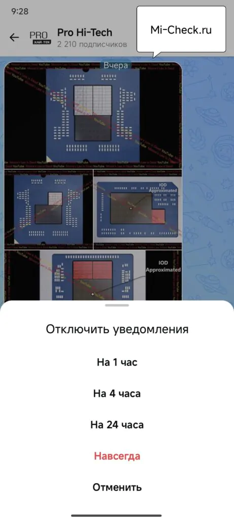 Отключение уведомлений в канале в Max